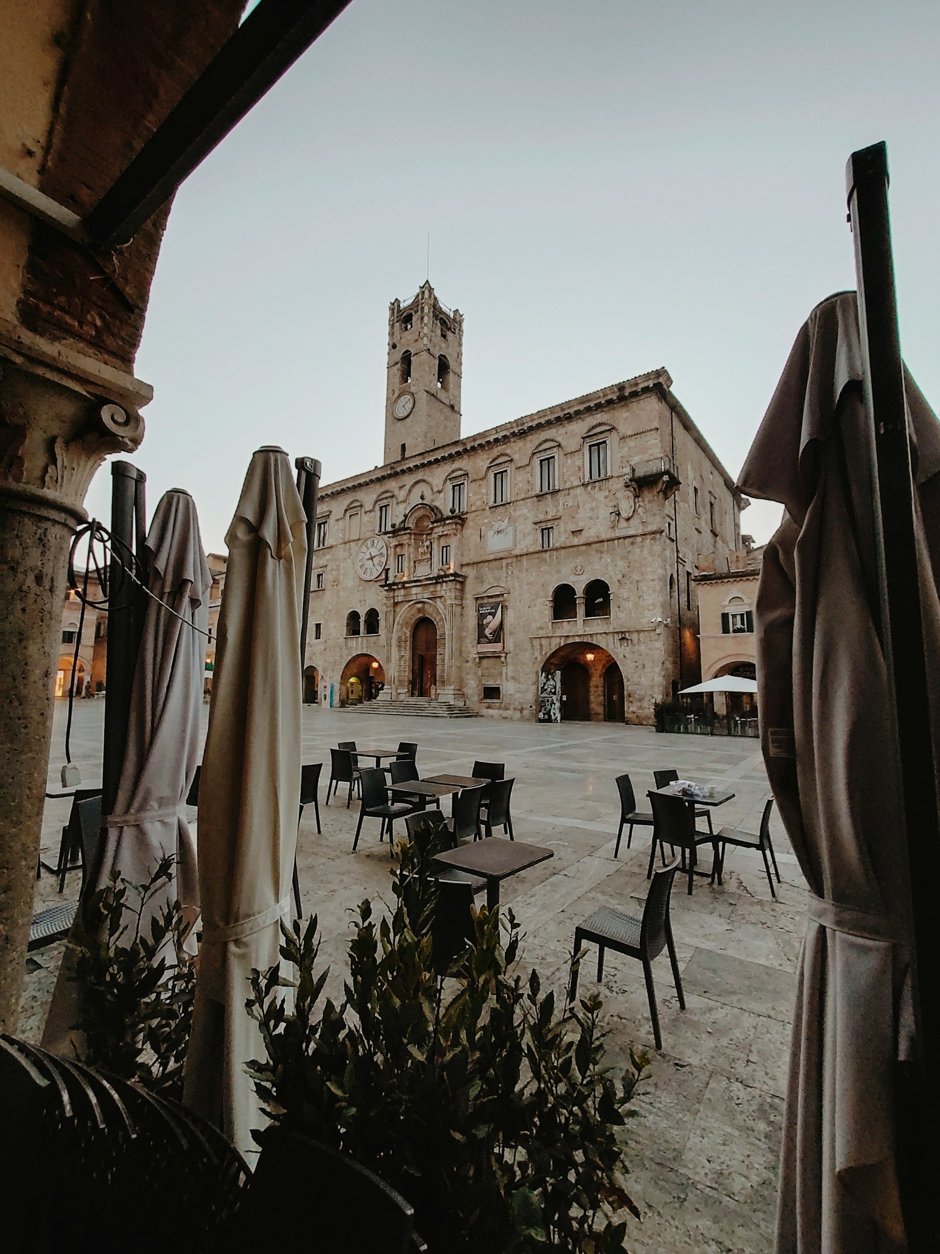 Piazza del Popolo in Ascoli Piceno with Renaissance travertine palaces